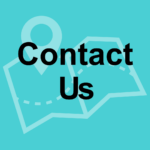 Text: Contact Us Image of a map on a blue background